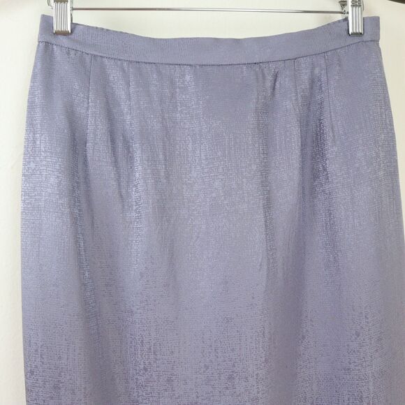 Vintage Adrianna Papell Size 12 Silk Jacquard Satin Pencil Skirt Lavender Purple - Picture 2 of 10